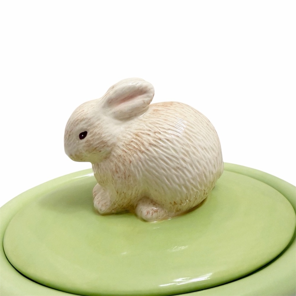 Hallmark | Ceramic Bunny Lidded Candy Dish in Light Green Easter Spring - Picture 2 of 9